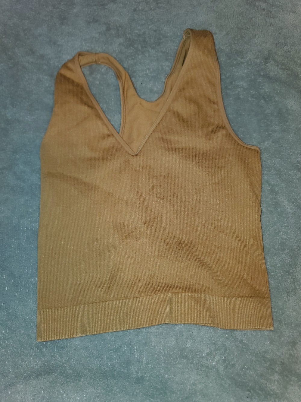 JoyLab Ribbed V-Neck Tank Top - Camel/Tan